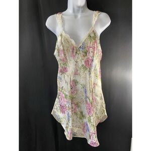 Vintage Lucie Ann 11 Womens Cami Nightie Gown Size Medium Satin Silky Romantic